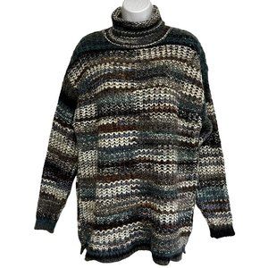 Multicolor Striped Turtleneck Sweater